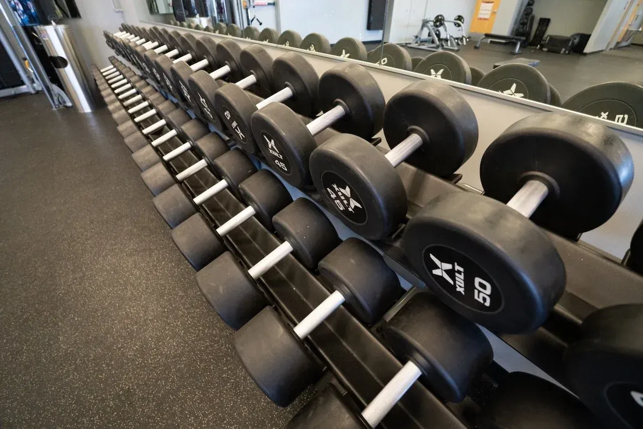 Dumbbell rack at BR Fitness in East Anchorage