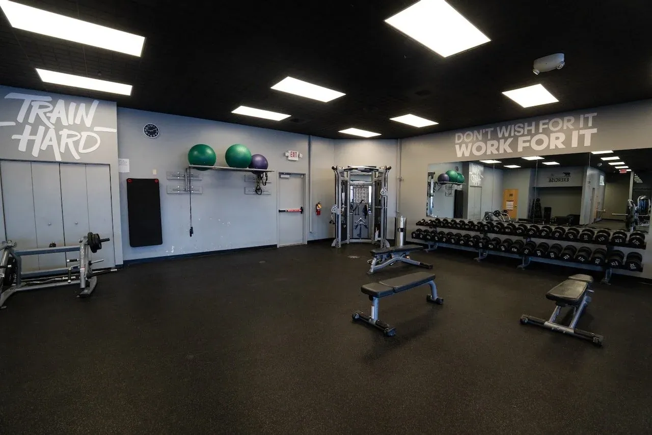 Free weight area at BR Fitness in East Anchorage