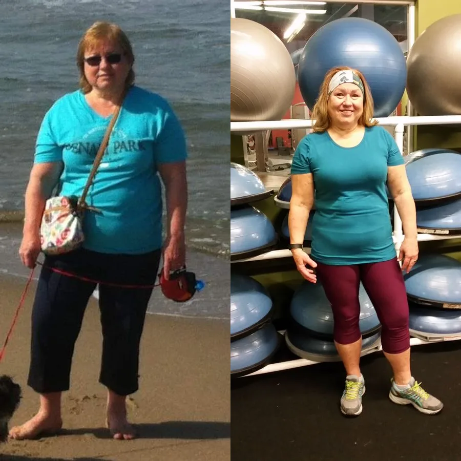Donna Woronec before and after her fitness transformation at Body Renew Alaska